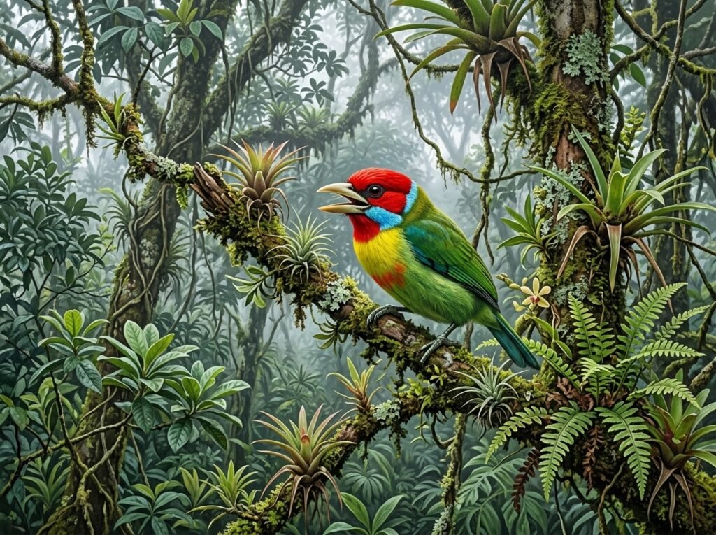 rojo amarillo verde pajaro